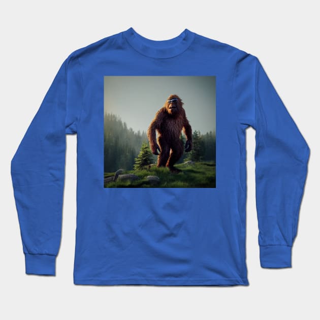 Sasquatch in Nature Long Sleeve T-Shirt by Grassroots Green